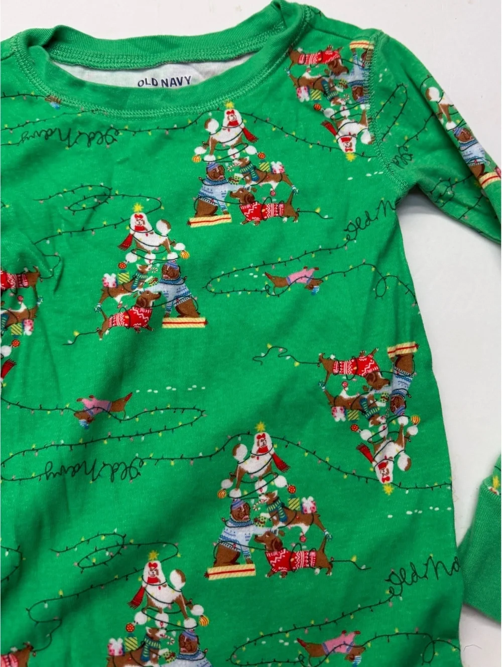 Old Navy Green Dachshund Dog Christmas Pajama Set